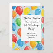 Uitnodiging Balballon Birthday (Voorkant / Achterkant)