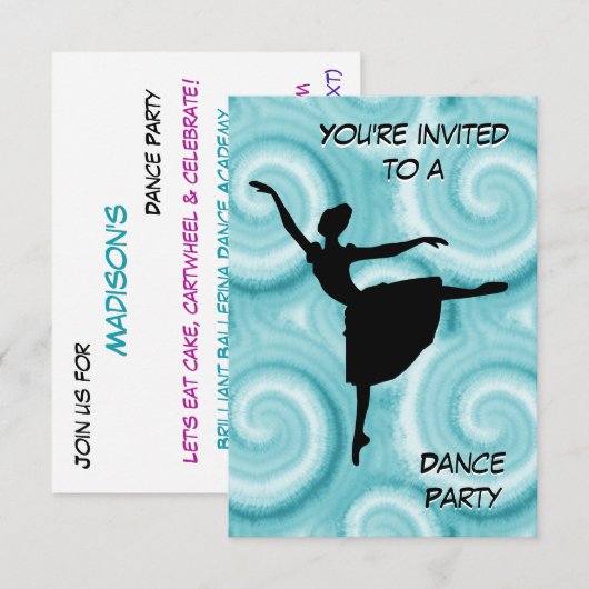 Uitnodiging Ballerina Dansfeest (Voorkant / Achterkant)