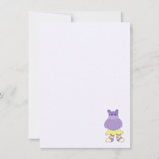 Uitnodiging Ballerina Hippo Party (Achterkant)