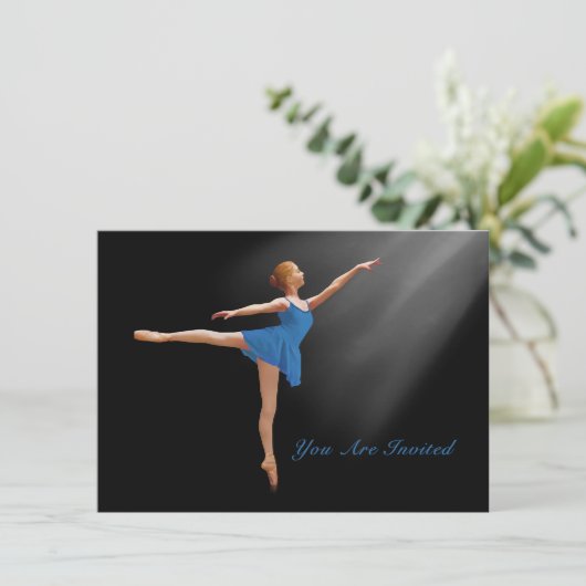Uitnodiging, Ballerina in Arabesque, Kaart (Staand voorkant)