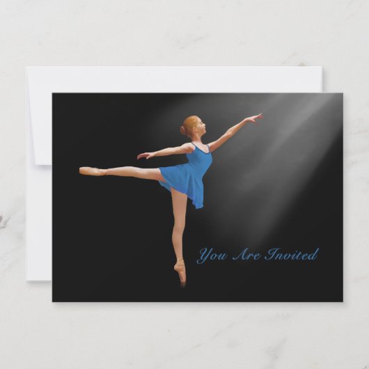 Uitnodiging, Ballerina in Arabesque,  Kaart (Voorkant)
