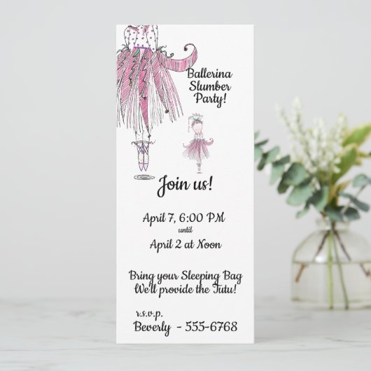 Uitnodiging Ballerina Slumber (Staand voorkant)