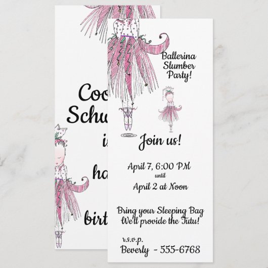 Uitnodiging Ballerina Slumber (Voorkant / Achterkant)