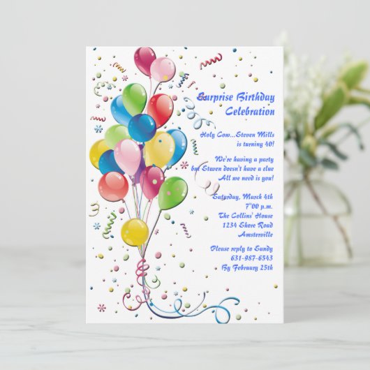 Uitnodiging Ballon Bouquet (Staand voorkant)