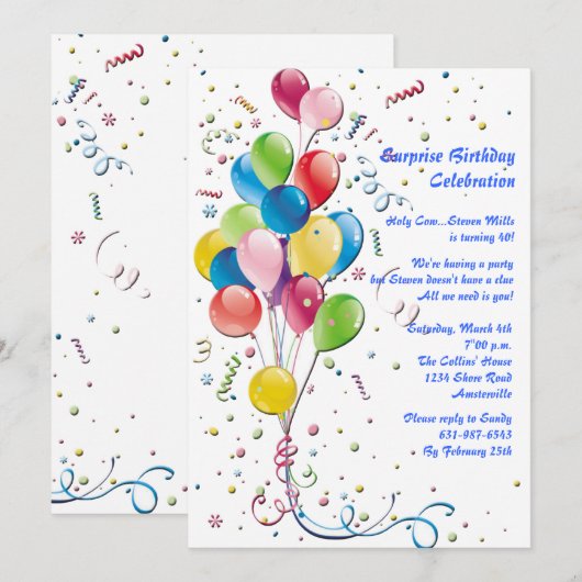 Uitnodiging Ballon Bouquet (Voorkant / Achterkant)