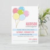 Uitnodiging Balloon Birthday Party kind (Staand voorkant)