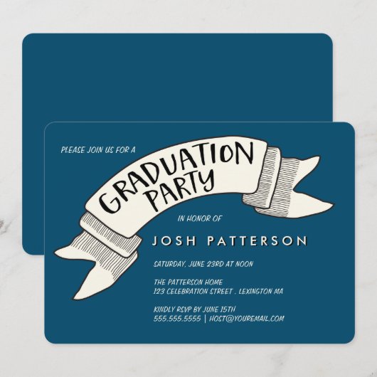 Uitnodiging Banner Celebration Graduation Party (Voorkant / Achterkant)