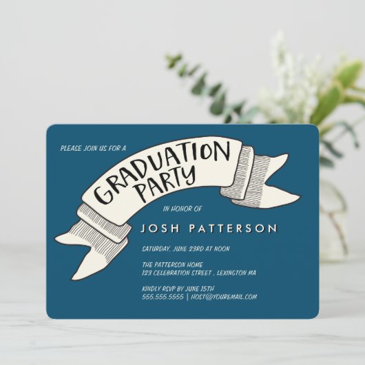 Uitnodiging Banner Celebration Graduation Party (Staand voorkant)