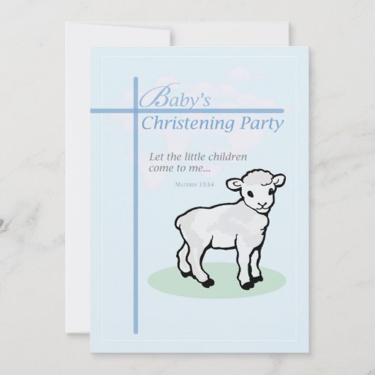 Uitnodiging baptisme Celebration Blue Boy Lamb (Voorkant)