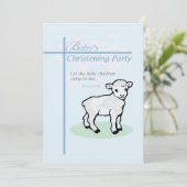Uitnodiging baptisme Celebration Blue Boy Lamb (Staand voorkant)