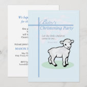 Uitnodiging baptisme Celebration Blue Boy Lamb (Voorkant / Achterkant)