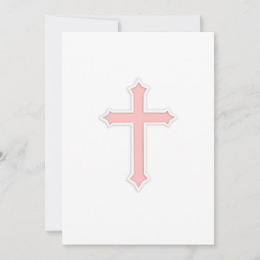 Uitnodiging Baptisme "In reliëf" Kruisroze (Voorkant)