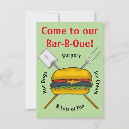 Uitnodiging Bar-B-Que Feest (Voorkant)