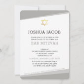 UITNODIGING BAR MITZVAH eenvoudig modern koel grij (Voorkant)