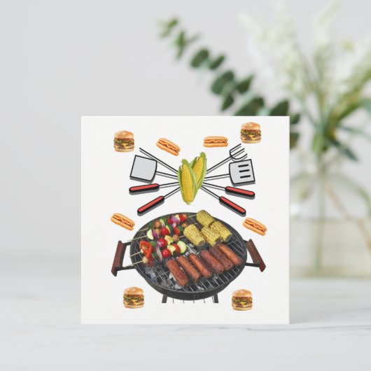 Uitnodiging Barbecue Feest Uitnodiging (Staand voorkant)