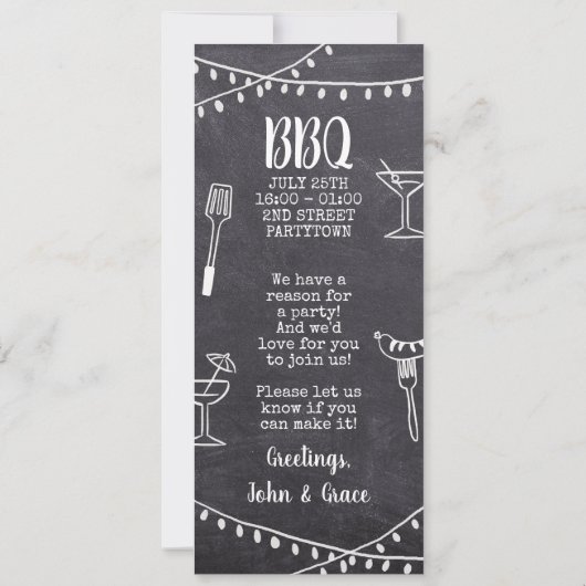Uitnodiging barbecue gardenenbord BBQ (Achterkant)