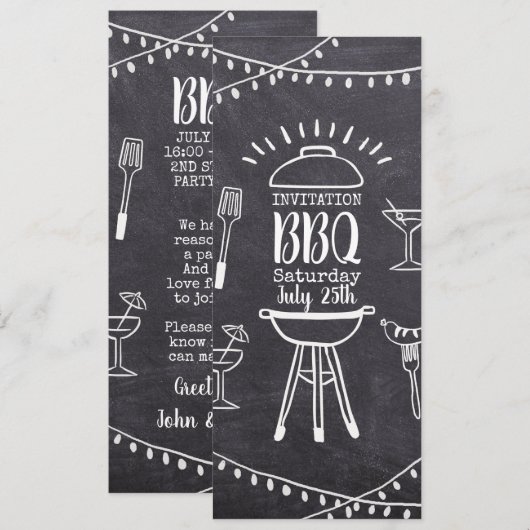 Uitnodiging barbecue gardenenbord BBQ (Voorkant / Achterkant)