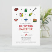 Uitnodiging Barbecue Icons Feestje (Staand voorkant)