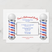 Uitnodiging Barber's Pole Pensioenfeest (Voorkant / Achterkant)