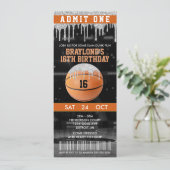 Uitnodiging Basketball Birthday Ticket (Staand voorkant)