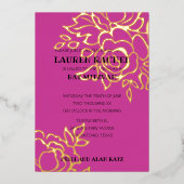 Uitnodiging Bat Mitzvah Goud Bloem op Elke Kleur (Voorkant)