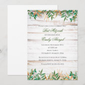 Uitnodiging Bat mitzvah groen rustiek aquarel (Voorkant / Achterkant)