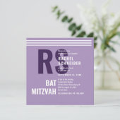 Uitnodiging Bat Mitzvah Moderne Monogram (Staand voorkant)