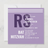 Uitnodiging Bat Mitzvah Moderne Monogram (Voorkant)