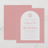 Uitnodiging Bat Mitzvah Stof Roze Boog Budget Roze (Voorkant / Achterkant)