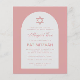 Uitnodiging Bat Mitzvah Stof Roze Boog Budget Roze