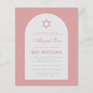 Uitnodiging Bat Mitzvah Stof Roze Boog Budget Roze