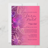 Uitnodiging Bat Mitzvah Zoete Bloemen Roze Paars (Voorkant)