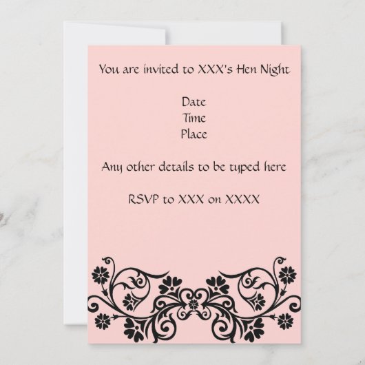 Uitnodiging Batchelorette-partij (Achterkant)