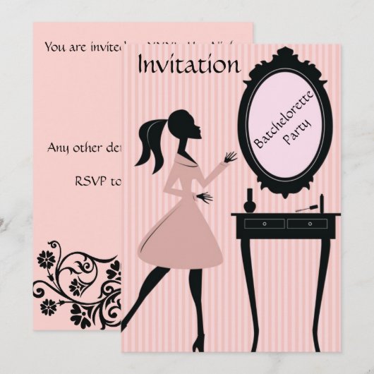 Uitnodiging Batchelorette-partij (Voorkant / Achterkant)