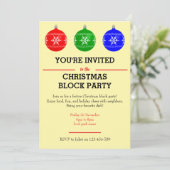 Uitnodiging Bauble Christmas Block Party (Staand voorkant)