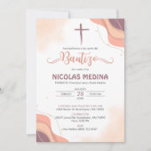 Uitnodiging Bautizo Elegant minimalistisch boho do (Voorkant)