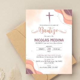 Uitnodiging Bautizo Elegant minimalistisch boho do