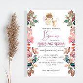 Uitnodiging Bautizo Flowers Meisje Engel Schattige