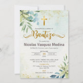 Uitnodiging Bautizo Green laat religieuze doop (Voorkant)