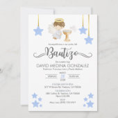 Uitnodiging Bautizo in Spaanse doop Angel Boy (Voorkant)