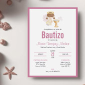 Uitnodiging Bautizo in Spaanse doop Baby Meisje