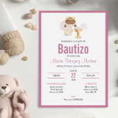 Uitnodiging Bautizo in Spaanse doop Baby Meisje