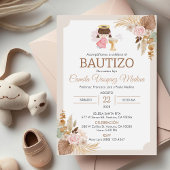 Uitnodiging Bautizo in Spaanse doop Baby Meisje