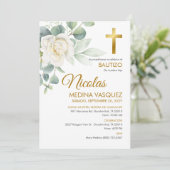 Uitnodiging Bautizo Jongen of Meisje Elegante Doop (Staand voorkant)