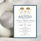 Uitnodiging Bautizo jongensdoop Schattige Twin Ang