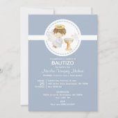 Uitnodiging Bautizo Jongensengel Schattige Doop Ka (Voorkant)