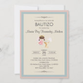 Uitnodiging Bautizo Meisje Engel Religieuze doop (Voorkant)