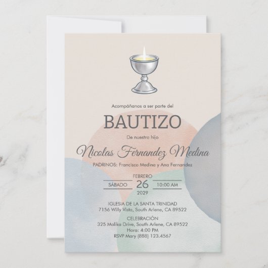 Uitnodiging Bautizo minimalistische elegante doop (Voorkant)