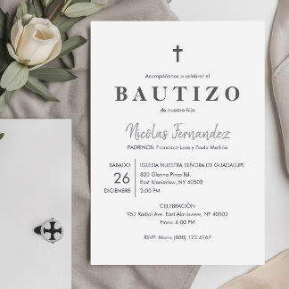 Uitnodiging Bautizo minimalistische katholieke doo