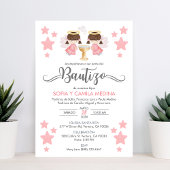 Uitnodiging Bautizo niñas Doop Schattigee tweeling